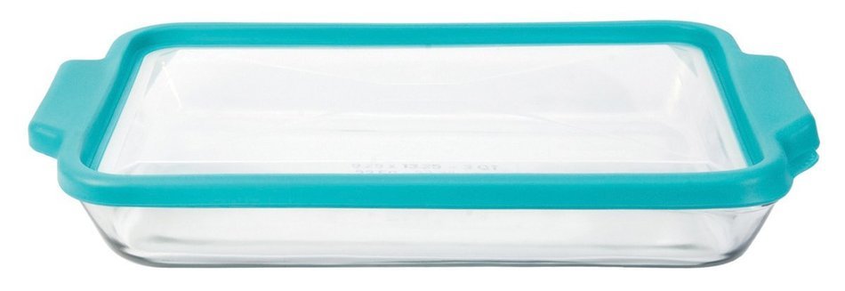 Anchor Hocking 3-Quart Glass Baking Dish with Teal TrueFit Lid