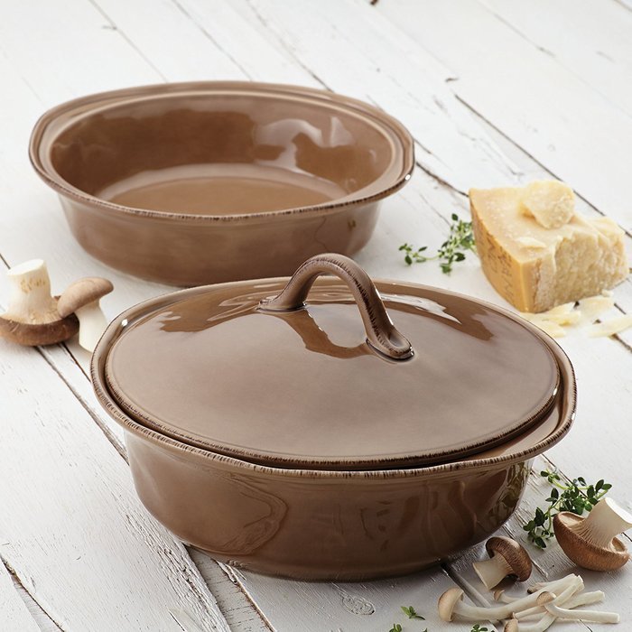 Rachael Ray Cucina Stoneware 3-Piece Round Casserole & Lid Set, Agave Blue N12