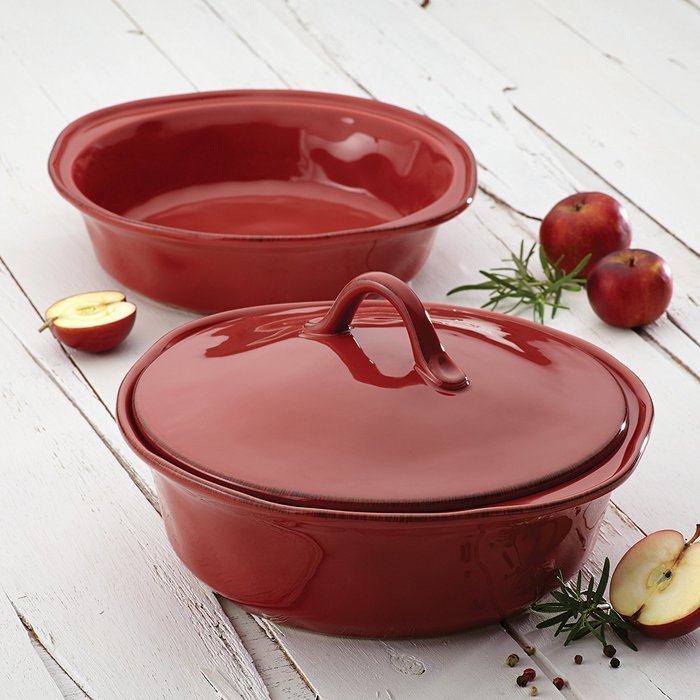 Rachael Ray Cucina Stoneware 3-Piece Round Casserole & Lid Set, Agave Blue N22