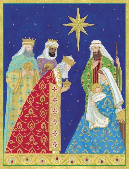 Entertaining with Caspari Nativity Christmas Cards (Box of 16)