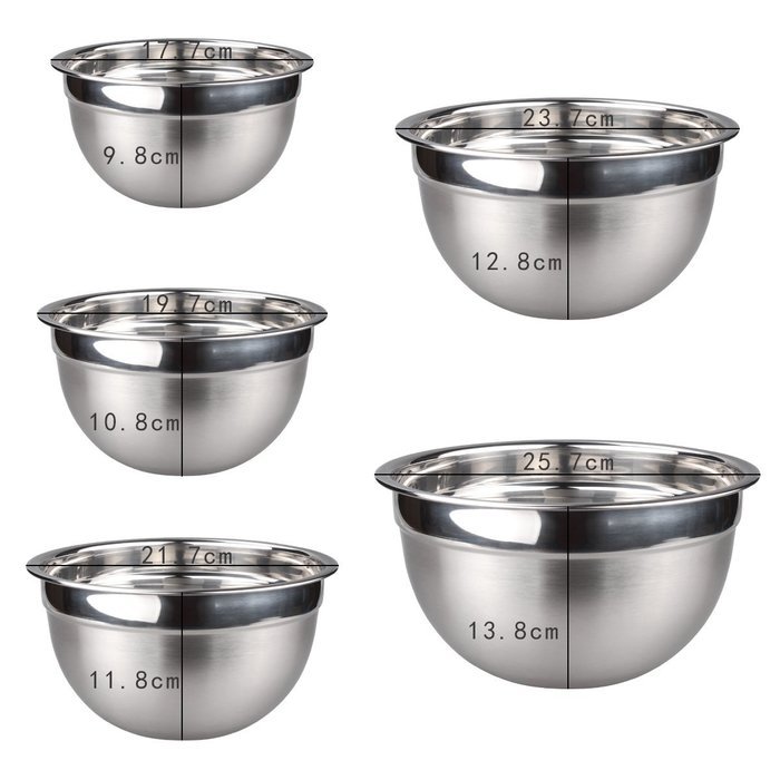 MIU France Stainless Steel Mixing Bowls with Blue Plastic Lids, Set of