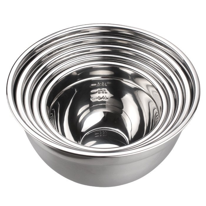 Stainless Steel Mixing Bowls Set of 5,with Plastic Lids-JUNING N3