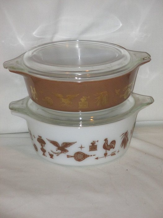 4 Piece Set Vintage 1960 S Pyrex Early American 1 Pint And 1 1 2 Pint Casserole Baking Dish W