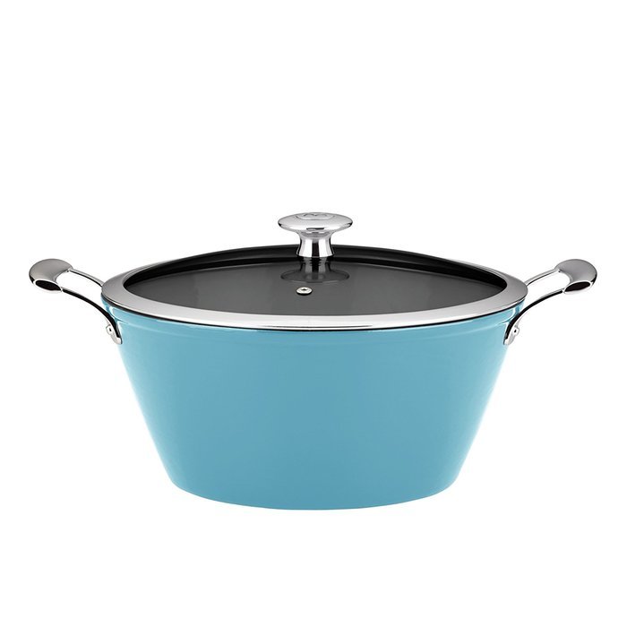Mario Batali Light Enameled Cast Iron 4-Quart Round Casserole by Dansk, Turquoise