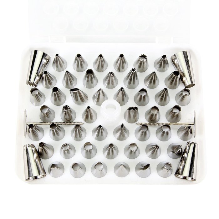 Cworlds 52-Piece Stainless Steel Cake Master Decorating Tip Set / Pastry Tubes with Storage Box birthday cake... N4