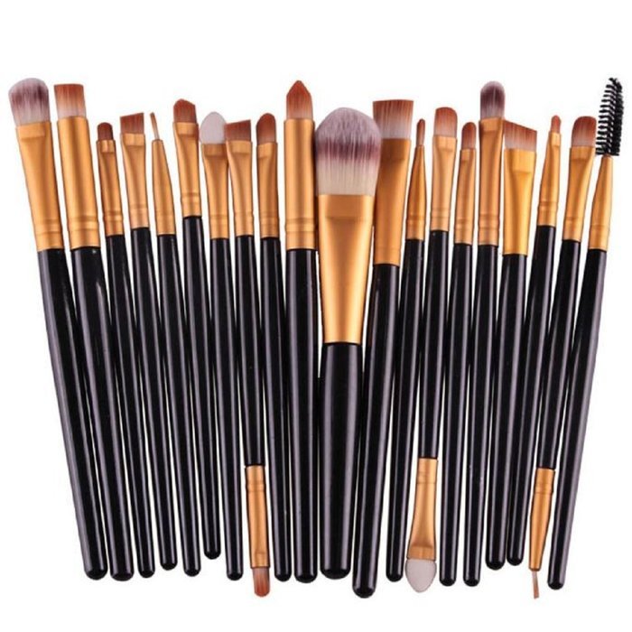 Mikey Store 20 pcs/set Makeup Brush Set tools Make-up Toiletry Kit Wool Make Up Brush Set (Black)