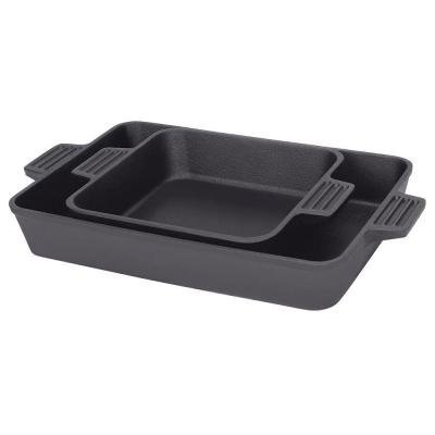 Bayou Classic 8 in. x 8 in. and 9 in. x 13 in. 2-Piece Cast-Iron Baking Pan Set