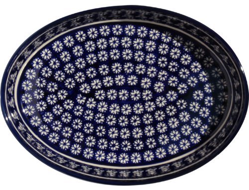 Polish Pottery Oval Baker From Zaklady Ceramiczne Boleslawiec #350-243a Classic Pattern, Width: 12" Length: 8.5" N2