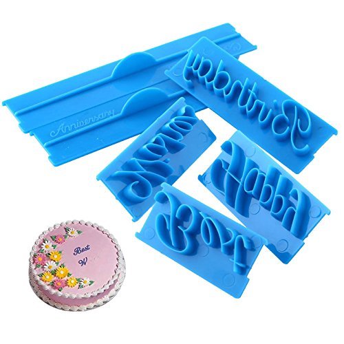 Generic 6PCS Cookie Fondant Cutter Decorating Cake Mold Happy Birthday Letter Sugarcraft Mould