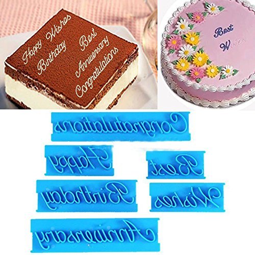 Generic 6PCS Cookie Fondant Cutter Decorating Cake Mold Happy Birthday Letter Sugarcraft Mould N8