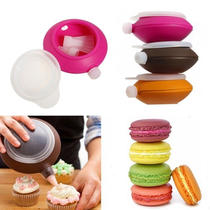 Macaron Baking Decorating Pen Pastry Cream Cake Muffin 3 Nozzle Silicone XMAS