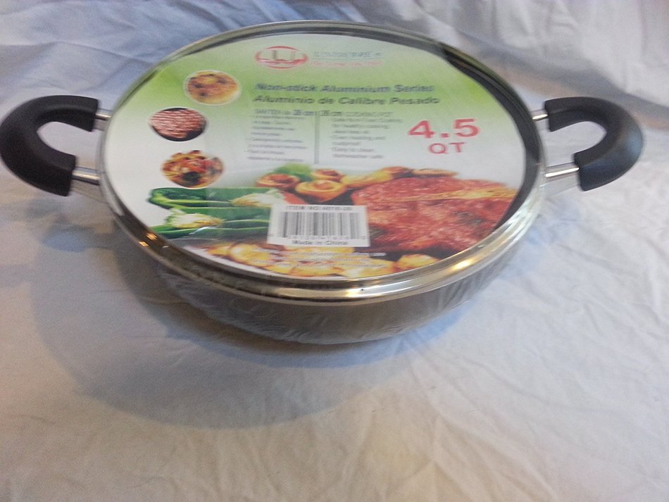 Non-Stick Aluminium Rounded Cooking Pot / Casserole w/ Glass Cover (6.5) N4
