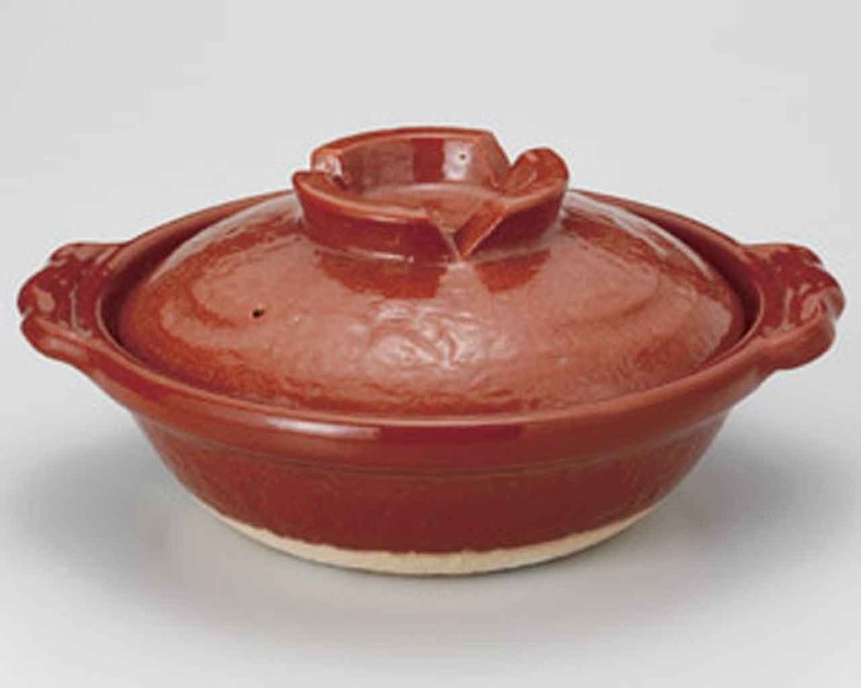 Akaraku for 6-8 persons 13.8inch Donabe Japanese Hot pot Red Ceramic Made in Japan