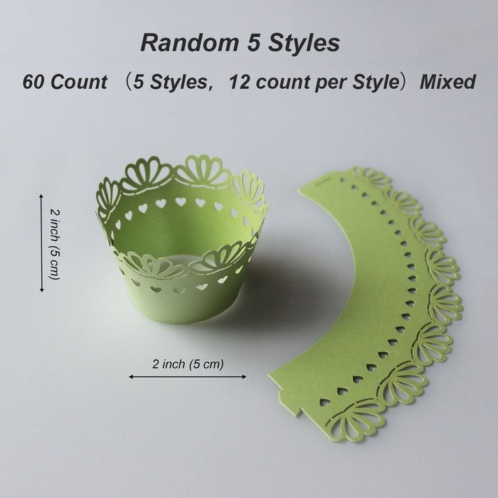 Sophiebella 60-count Green-Cupcake-Wrappers Decorating Supplies for Paper-Baking-Cups for Wedding Holiday - 5... N3