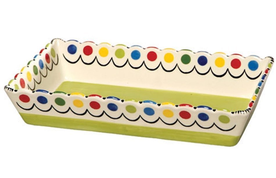 Thompson & Elm M. Bagwell Happy Together Ceramic Rectangular Casserole Dish, Lime Green