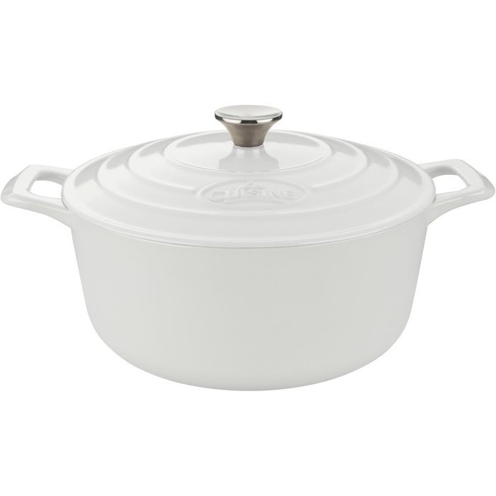 La Cuisine PRO 2.2 Qt Enameled Cast Iron Round Covered Dutch Oven, Cream N4