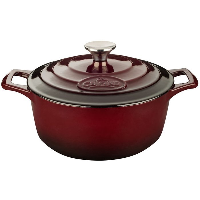 La Cuisine PRO 2.2 Qt Enameled Cast Iron Round Covered Dutch Oven, Cream N5