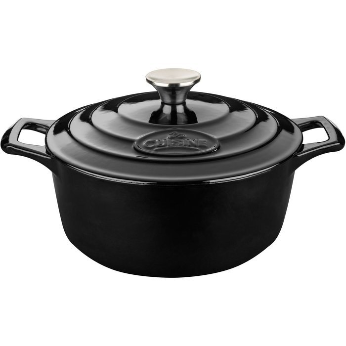 La Cuisine PRO 2.2 Qt Enameled Cast Iron Round Covered Dutch Oven, Cream N7
