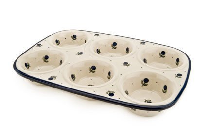 Polish Pottery Blueberry Muffin Pan
