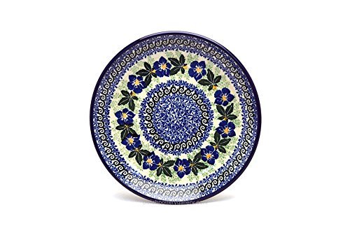 Polish Pottery Plate - Salad/Dessert (7 3/4") - Blue Pansy