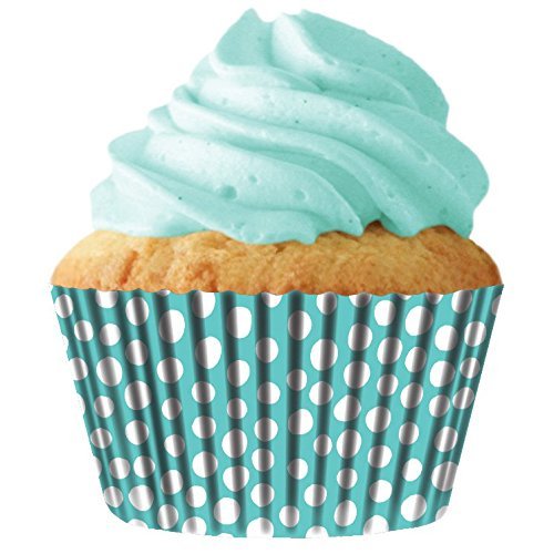 Turquoise Dots Standard Cupcake Baking Cup Liners, 32 Count by Cupcake Creations