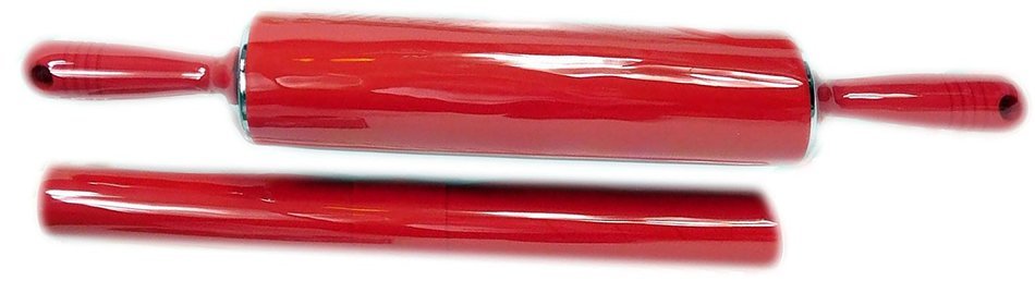 SilPin Rolling Pin and Baking Mat Set Red 21 Inch Ball Bearing
