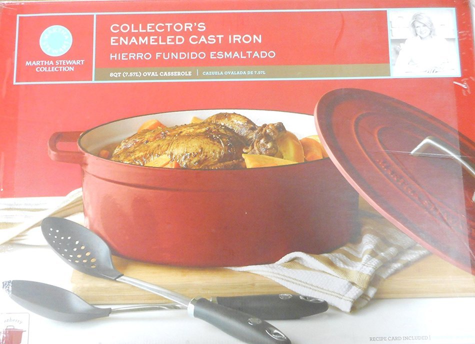 Martha Stewart Collection Collector's Enameled Cast Iron 8 Qt. Oval Casserole in Cranberry