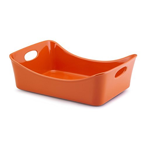 Rachael Ray Stoneware 9 x 13-inch Orange Lasagna Lover Baker and Roaster