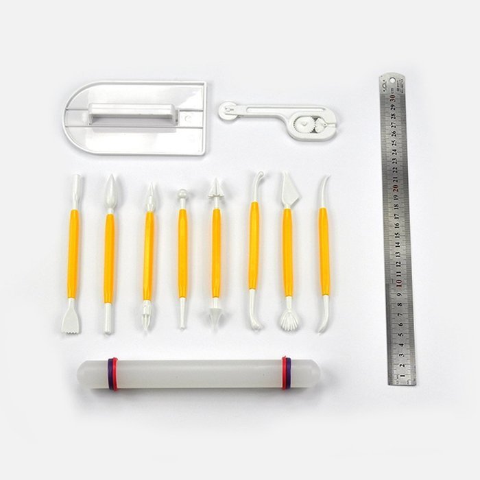 TANGCHU 4 Sets (11pcs) Flower Fondant Cake Sugarcraft Decorating Kit Cookie Mould Cutter Tool Cake Smoother Fondant... N2
