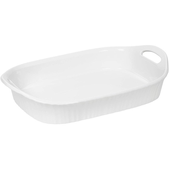 3-Quart Non-porous Surface French Oblong Casserole with Sleeve, White