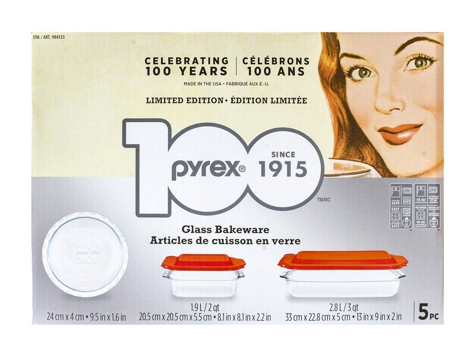 Pyrex 5-piece 100 Years Glass Bakeware Set (Limited Edition)