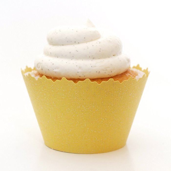 Glitter Sun Yellow Shimmer Cupcake Wrappers - Set of 12 - Cup Cakes Shine w/ Picks, Stands & Liners