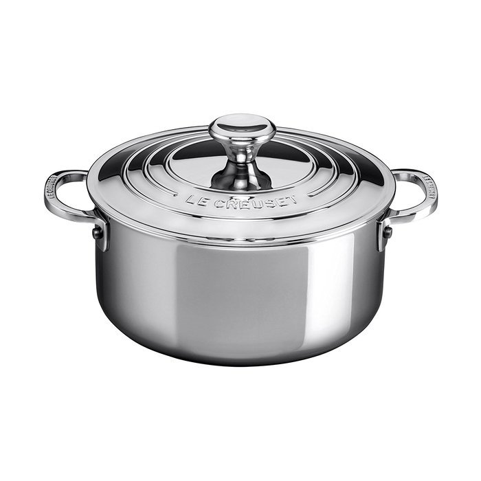 Le Creuset Stainless Steel 5.5 Quart Shallow Casserole with Lid