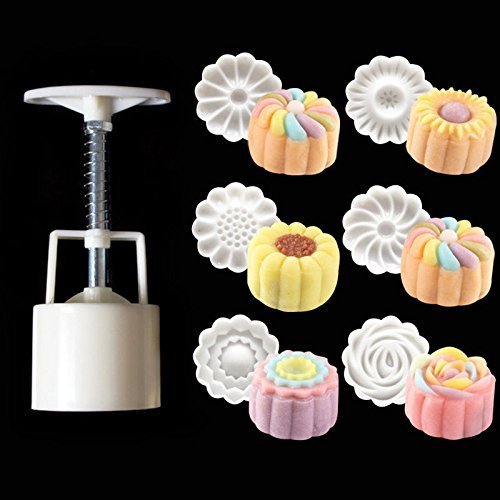 Dealglad&reg; 6+1 Chinese Flowers Pattern Mooncake Mold Candy Pineapple Cake Cookie DIY Baking mold