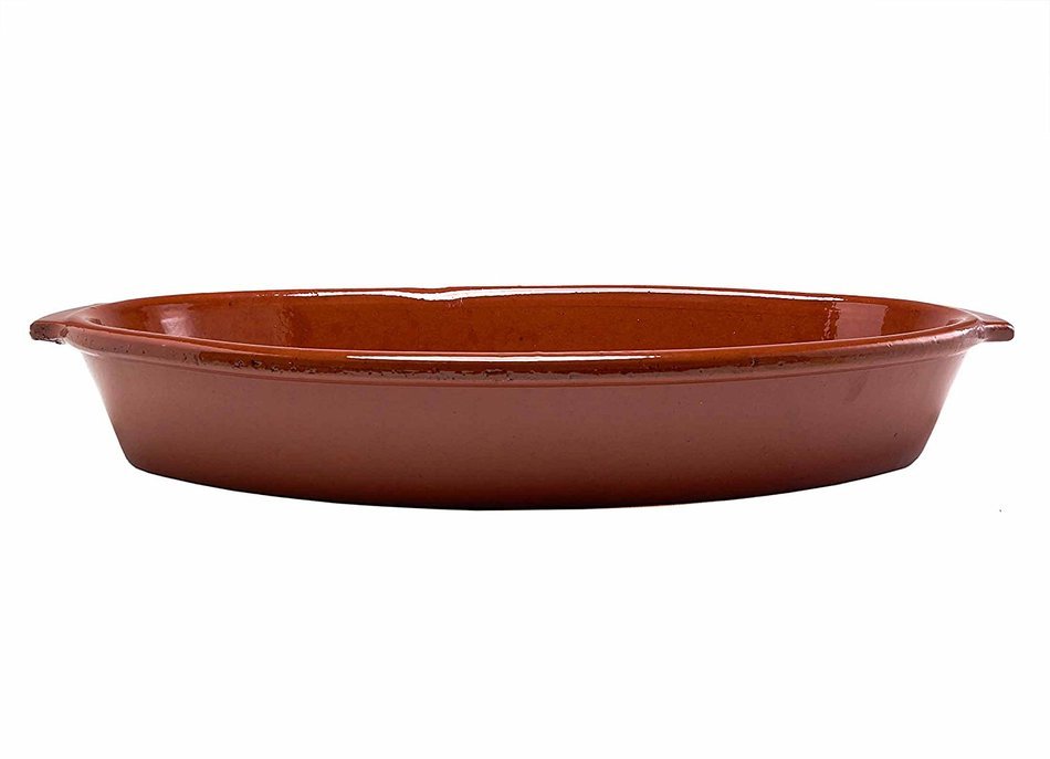 Costa del Sol Handmade Ceramic Baking Dish with Plain Handle, Rust N2