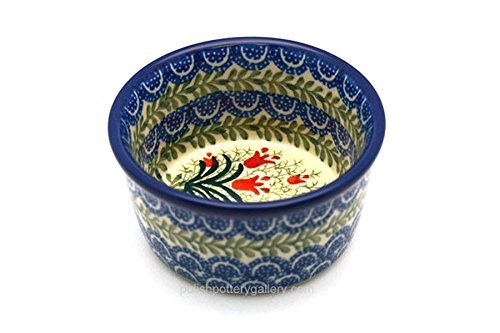 Polish Pottery Ramekin - Crimson Bells