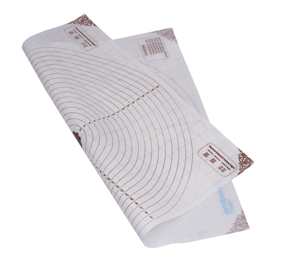 Silicone Large Pastry Mat With Measurements. 20" x 20" Non-Slip Sheet Sticks To Countertop For Rolling Dough N6