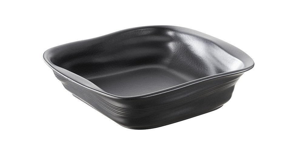 Revol 646289 Froisses Crumple Square Dish, 9.75 by 9.80-Inch, Satin Black