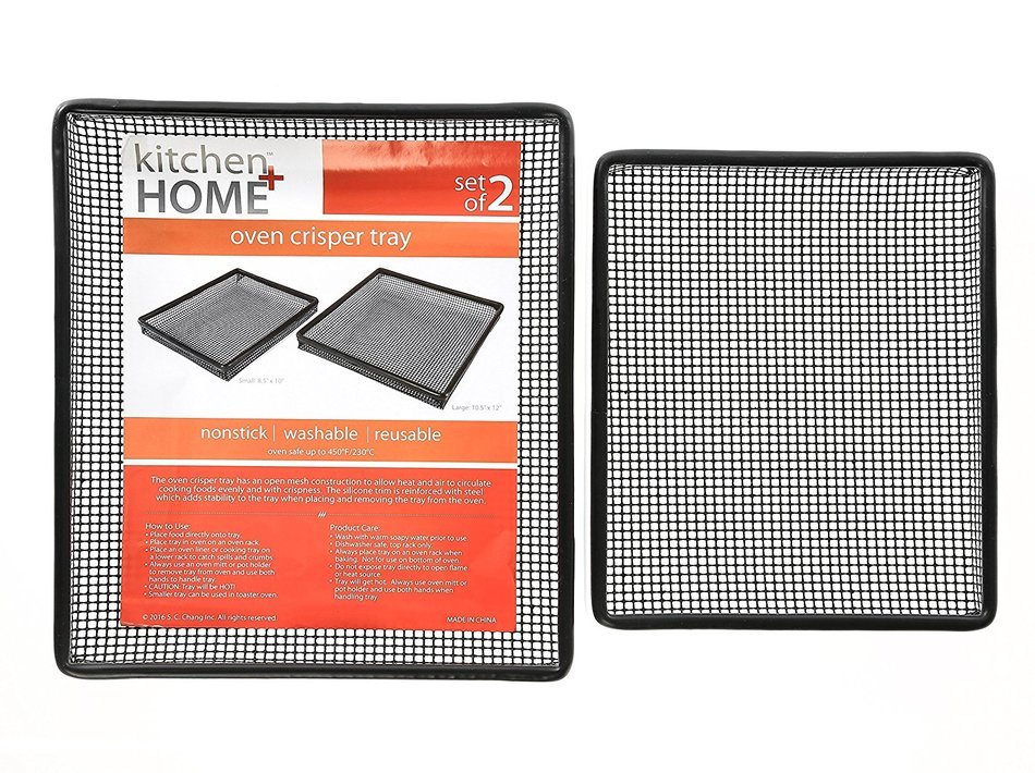 Oven Crisper Trays &ndash; Set of 2 Non-stick Mesh Crisper Trays &ndash; Perfectly Crisp Fries, Chicken Tenders, Tater Tots... N5