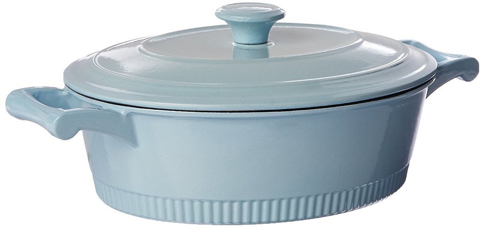 KitchenAid KCTI40CRGB Traditional Cast Iron Casserole Cookware, 4 quart - Glacier Blue