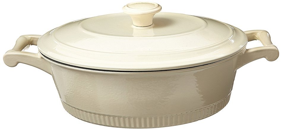 KitchenAid KCTI40CRGB Traditional Cast Iron Casserole Cookware, 4 quart - Glacier Blue N4