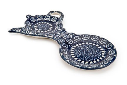 Polish Pottery Pearl Tea Bag Holder & Saucer