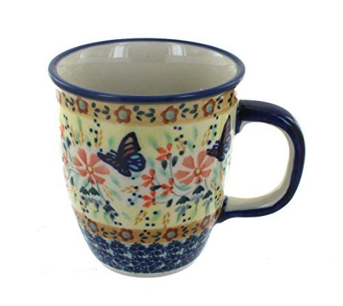 Polish Pottery Blue Butterfly Coffee Mug