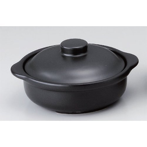 Heat-resisting Plate utw676-23-674 [6.9 x 6.1 x 3.5 inch] Japanece ceramic Black 61/2 casserole (pair) tableware