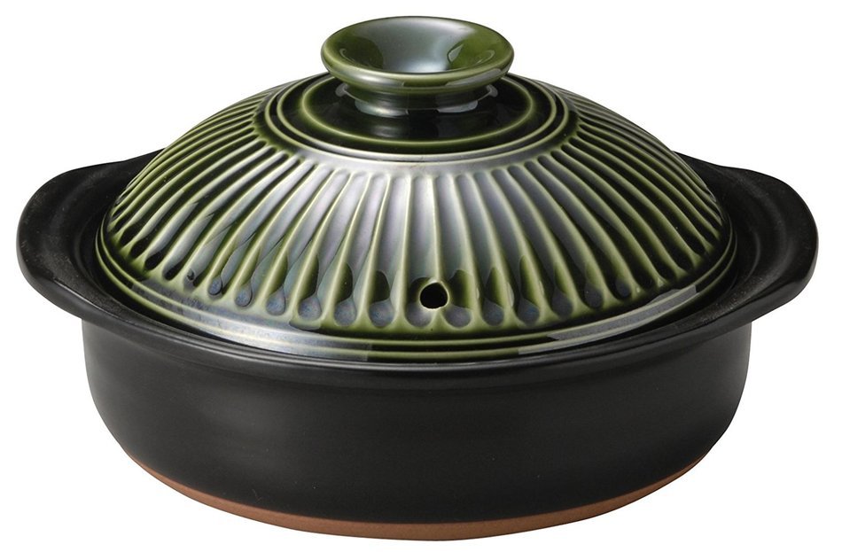 New 7.5 Inch Ginpo Kikka Donabe/Casserole Green Lid Japanese by Kinpo