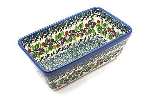 Polish Pottery Baker - Loaf Dish - Burgundy Berry Green