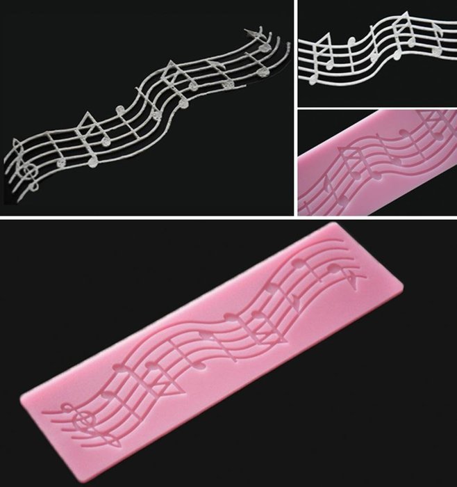 FOUR-C Silicone Lace Mat Cake Decor Pad Music Decoration Mat Color Pink N2