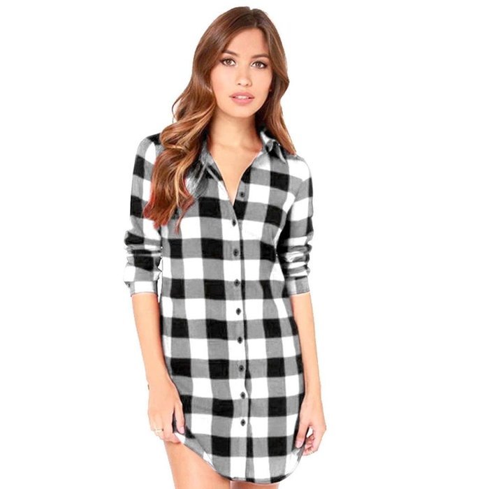 AIMTOPPY Womens Lady Loose Long Sleeve Cotton Casual Plaid Shirt Blouse Tops (XL, Red) N9