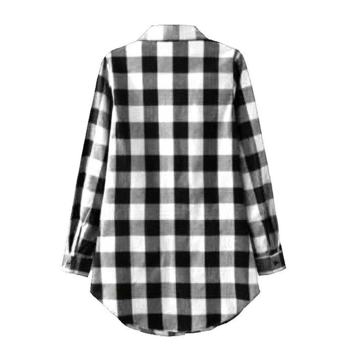 AIMTOPPY Womens Lady Loose Long Sleeve Cotton Casual Plaid Shirt Blouse Tops (XL, Red) N11
