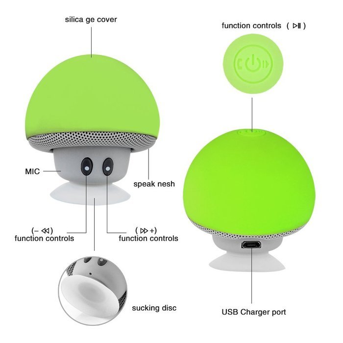 Mini Bluetooth Speaker,WEKSI Wireless Mushroom Bluetooth 4.1 Speaker with Hands-free Talk & Phone Stand N11